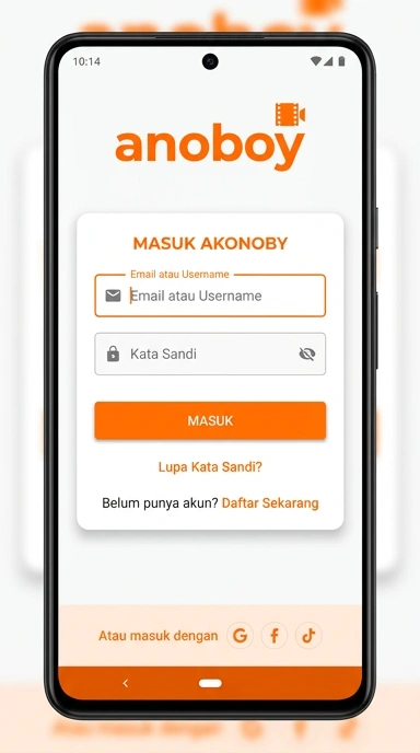 Tampilan halaman login anoboy