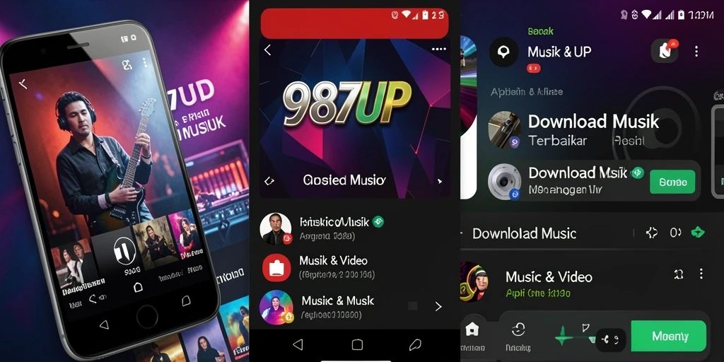 Tampilan antarmuka aplikasi Download Musik 987UP dengan fungsi yang mudah digunakan.