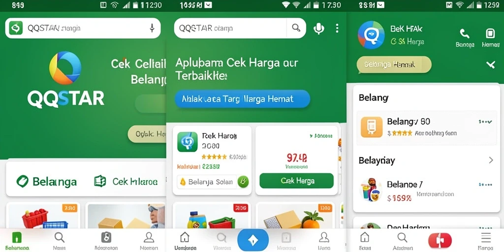 Antarmuka pengguna QQSTAR yang menampilkan fungsi Cek Harga.